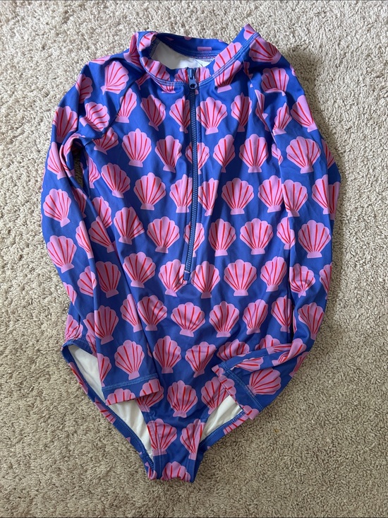 Hanna Andersson Other - Hanna Andersson Girls One-Piece Rash Guard Swimsuit with Pink Shells 130 8
